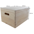 Large Unfinished Pine Wooden Storage Box with Hinged Lid & Cut-Out Handles | Toy Chest, Craft & Keepsake Storage